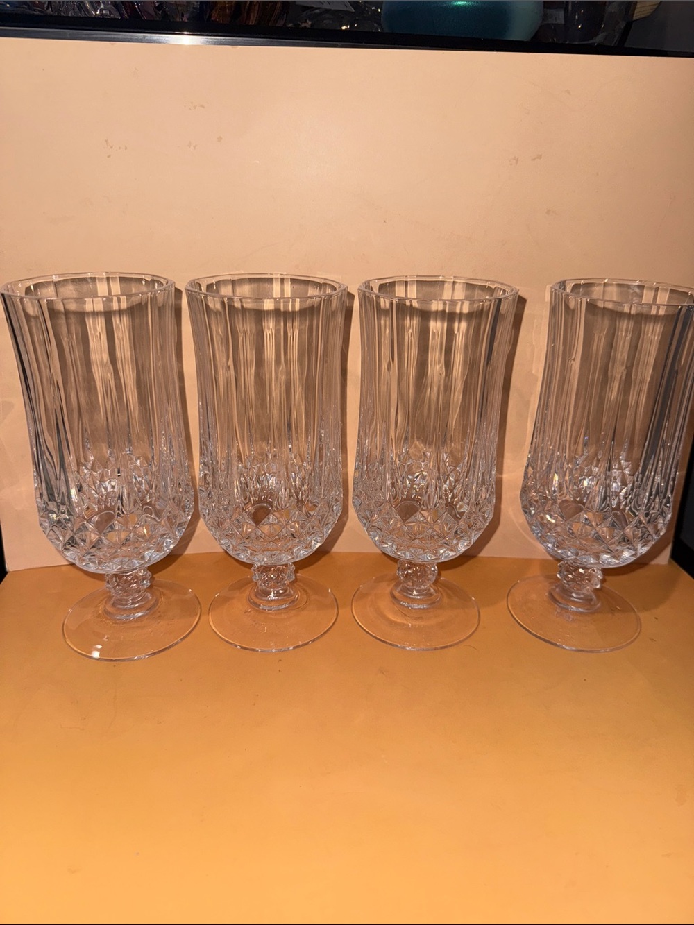 Set of 4 Cristal D'Arques - Durand/Longchamp Iced Tea glasses, Lead Crystal Stem